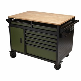 Draper 08269 BUNKER&#174; Multi-Functional Workbench Roller Tool Cabinet, 14 Drawer, 48", Green