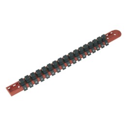Sealey AK1217 Socket Retaining Rail with 17 Clips 1/2"Sq Drive