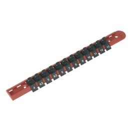 Sealey AK1412 Socket Retaining Rail with 12 Clips 1/4"Sq Drive