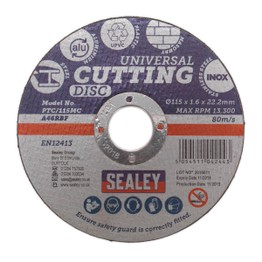 Sealey PTC/115MC Multipurpose Cutting Disc &#8709;115 x 1.6mm 22.2mm Bore