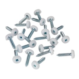 Sealey PTNP5 Number Plate Screw Plastic Enclosed Head 4.8 x 24mm White Pack of 50