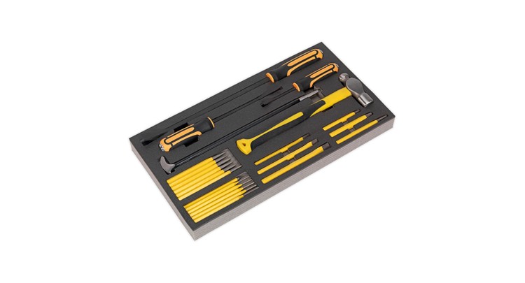 Sealey S01131 Tool Tray with Prybar, Hammer & Punch Set 23pc