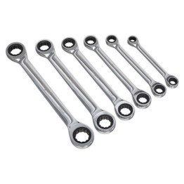 Sealey S0636 Double End Ratchet Ring Spanner Set 6pc Metric