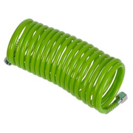 Sealey SA335G PE Coiled Air Hose 5m x &#8709;5mm with 1/4"BSP Unions - Green