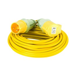 Defender 25M Extension Lead - 32A 2.5mm Cable - Yellow 110V