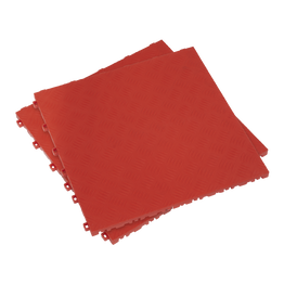 Sealey Polypropylene Floor Tile 400 x 400mm - Red Treadplate - Pack of 9 FT3R