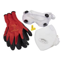 Sealey Flexi Grip Gloves, FFP1 Mask & Goggles SEP1