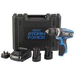 Draper 16048 Storm Force&#174; 10.8V Combi Drill with 2x 1.5Ah Batteries + Charger