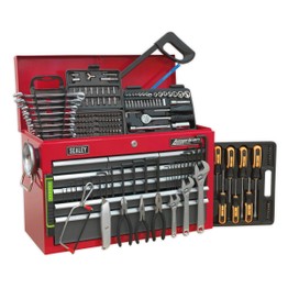 Sealey AP22509BBCOMB Topchest 9 Drawer with Ball Bearing Slides - Red/Grey & 205pc Tool Kit