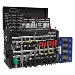Sealey AP33109BCOMBO Topchest 10 Drawer with Ball Bearing Slides - Black & 139pc Tool Kit