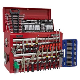 Sealey AP33109COMBO Topchest 10 Drawer with Ball Bearing Slides - Red & 139pc Tool Kit