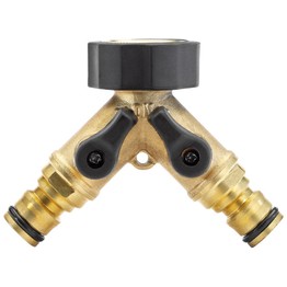 Draper 36228 Brass Double Tap Connector with Flow Control (3/4")