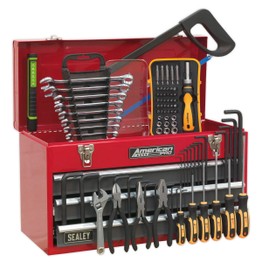 Sealey AP9243BBCOMBO Portable Tool Chest 3 Drawer with Ball Bearing Slides - Red/Grey & 93pc Tool Kit