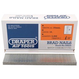 Draper 59825 25mm Brad Nails (5000)