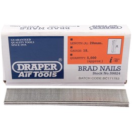 Draper 59824 20mm Brad Nails (5000)