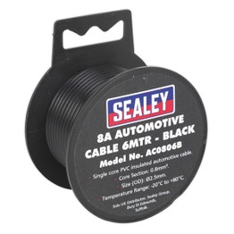 Sealey AC0806B Automotive Cable Thick Wall 8A 6m Black