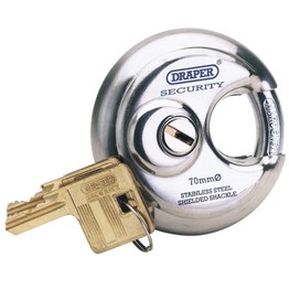 Draper 64209 70mm Diameter Stainless Steel Padlock and 2 Keys