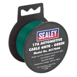 Sealey AC1704G Automotive Cable Thick Wall 17A 4m Green
