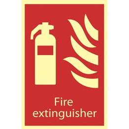 Draper 72598 Glow In The Dark 'Fire Extinguisher' Fire Equipment Sign