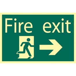 Draper 72662 Glow In The Dark 'Fire Exit Arrow Right' Safety Sign