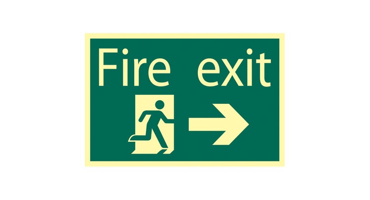 Draper 72662 Glow In The Dark 'Fire Exit Arrow Right' Safety Sign