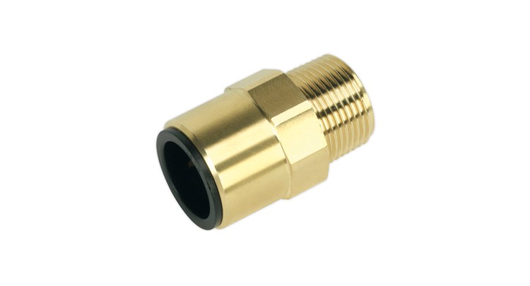 Sealey CAS22BSA Straight Adaptor 22mm x 3/4"BSPT Brass (John Guest Speedfit&reg; - MM012206N)