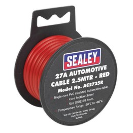 Sealey AC2725R Automotive Cable Thick Wall 27A 2.5m Red
