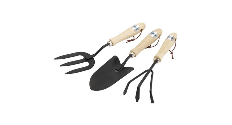 Draper 83993 Carbon Steel Hand Fork, Cultivator and Trowel with Hardwood Handles