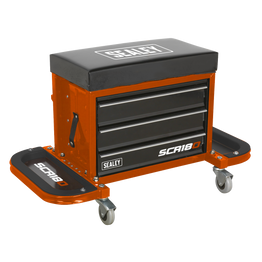Sealey SCR18O Mechanic's Utility Seat & Toolbox - Orange