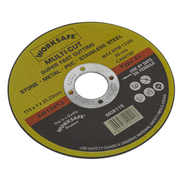 Sealey MCB115/10 Multipurpose Cutting Disc Ø115 x 1.6 x Ø22mm Bore - Pack of 10