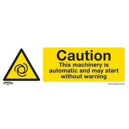 Sealey SS47P1 Warning Safety Sign - Caution Automatic Machinery - Rigid Plastic