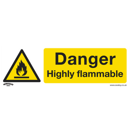Sealey SS45V10 Safety Sign - Danger Highly Flammable - Self-Adhesive Vinyl - Pack of 10