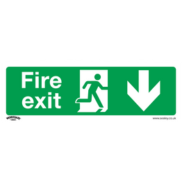 Sealey SS22V10 Safe Conditions Safety Sign - Fire Exit (Down) - Self-Adhesive Vinyl - Pack of 10