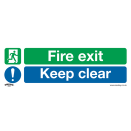 Sealey SS32P10 Safe Conditions Safety Sign - Fire Exit Keep Clear (Large) - Rigid Plastic - Pack of 10