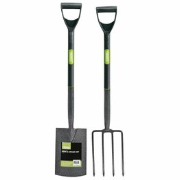 Draper 83971 Carbon Steel Garden Fork and Spade Set, Black