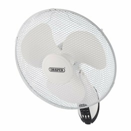 Draper 70975 Oscillating Wall Mounted Fan with Remote Control, 16", 3 Speed