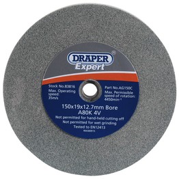Draper 83816 150 x 19mm Grinding Wheel 80 Grit