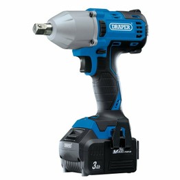 Draper 97777 D20 20V Brushless Mid-Torque Impact Wrench, 1/2", 2 x 3.0Ah Batteries, 1 x Charger, 400Nm