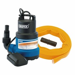 Draper 61815 Submersible Clear Water Pump Kit with Layflat Hose & Adaptor, 125L/Min, 5m x 25mm, 350W