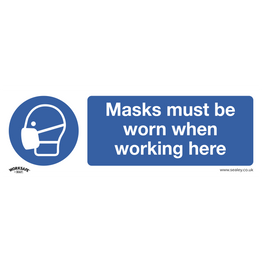 Sealey SS57P10 Mandatory Safety Sign - Masks Must Be Worn - Rigid Plastic - Pack of 10