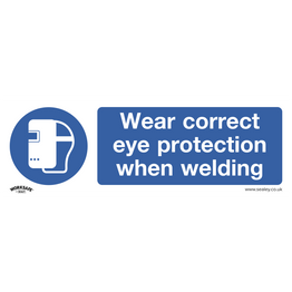 Sealey SS54P1 Mandatory Safety Sign - Wear Eye Protection When Welding - Rigid Plastic