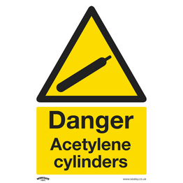 Sealey SS63V10 Warning Safety Sign - Danger Acetylene Cylinders - Self-Adhesive Vinyl - Pack of 10