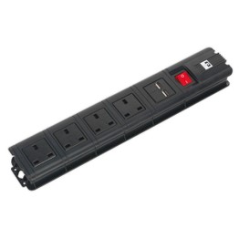 Sealey EL34USBB Extension Cable 3m 4 x 230V + 2 x USB Sockets - Black