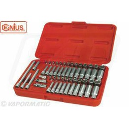 Genius Tools Metric & Imperial 55 Piece Socket Set 1/4" Drive