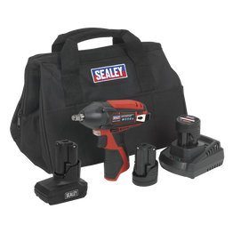 Sealey CP1204KITB Impact Wrench Kit 3/8"Sq Drive 12V Lithium-ion - 3 Batteries