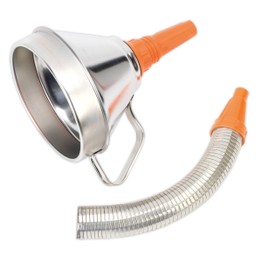 Sealey FM16F Funnel Metal with Flexible Spout & Filter &#8709;160mm