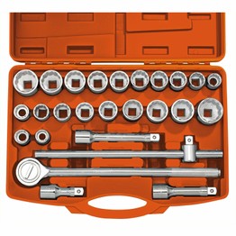 Draper 04502 MM/AF Combined Socket Set, 3/4" Sq. Dr., Orange (26 Piece)