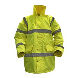 Sealey Hi-Vis Yellow Motorway Jacket with Quilted Lining