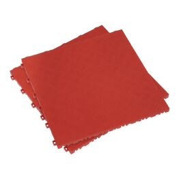 Sealey Polypropylene Floor Tile 400 x 400mm - Red Treadplate - Pack of 9 FT3R
