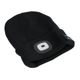 Sealey Beanie Hat 4 SMD LED USB Rechargeable with Wireless Headphones LED185W